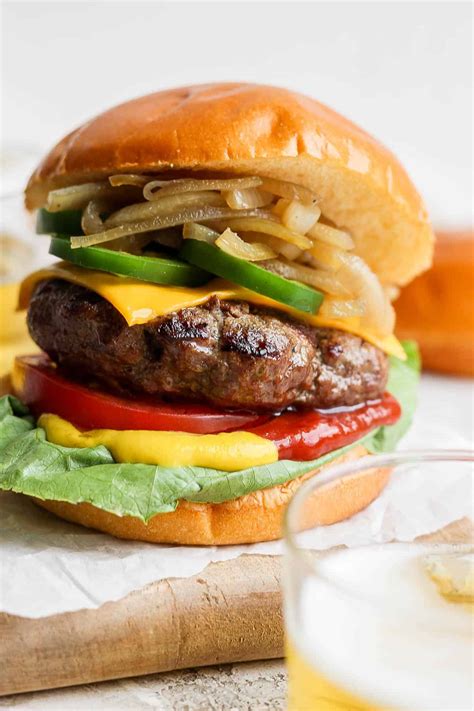 Beer Burgers (+ beer braised onions) - The Wooden Skillet