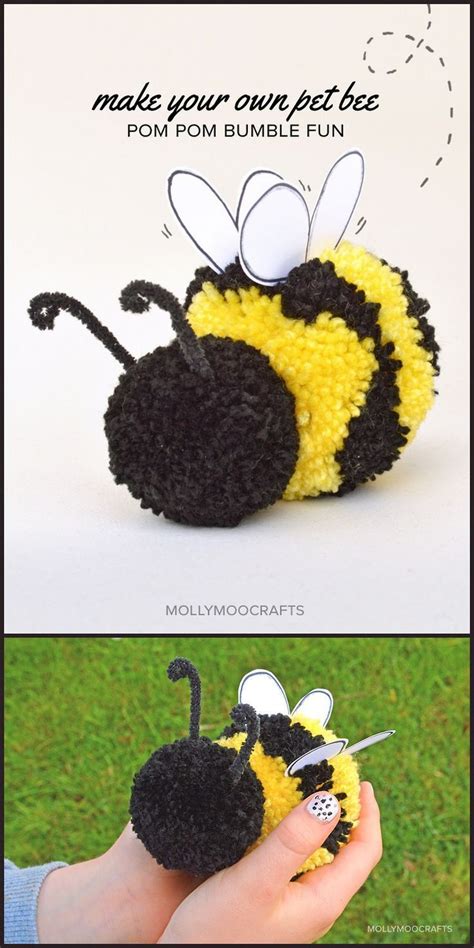 Cute pom pom bumble bee in 2020 | Pom pom crafts, How to make a pom pom ...