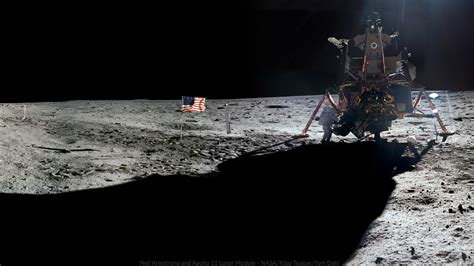 Wallpaper: Neil Armstrong at the Apollo 11 Lunar Module on the Surface of the Moon | The ...