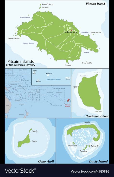 Pitcairn islands map Royalty Free Vector Image