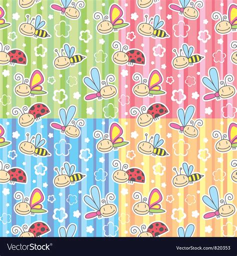 Patterns with insects Royalty Free Vector Image