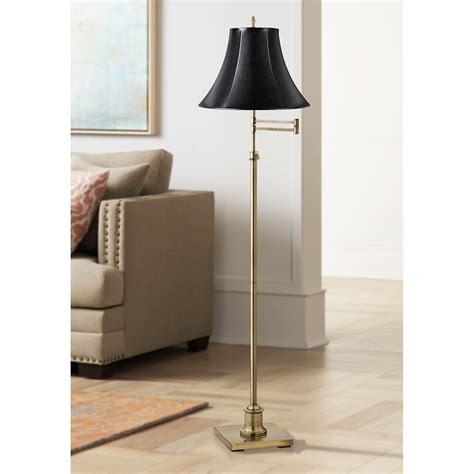 360 Lighting Traditional Swing Arm Floor Lamp Adjustable Height 70" Tall Antique Brass Black ...