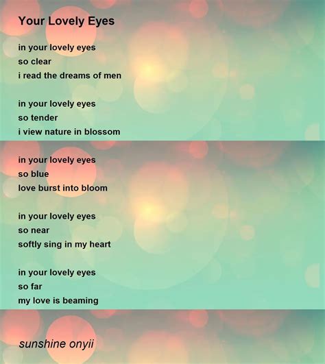 Your Lovely Eyes - Your Lovely Eyes Poem by sunshine onyii