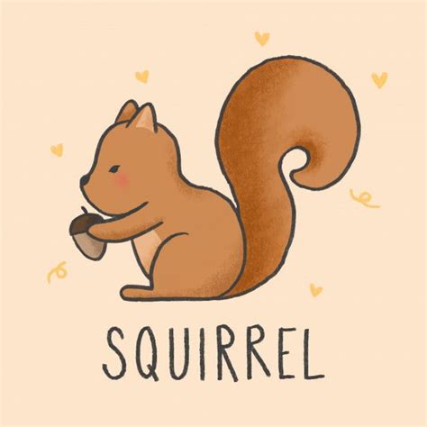 Cute squirrel cartoon hand drawn style Cute Cartoon Drawings, Cute Cartoon Animals, Cute Animal ...