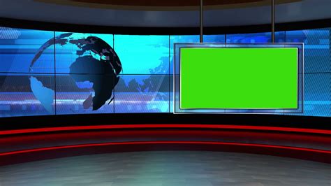 News Tv Studio Set 56 Virtual Green Screen Background Loop Stock Video ...