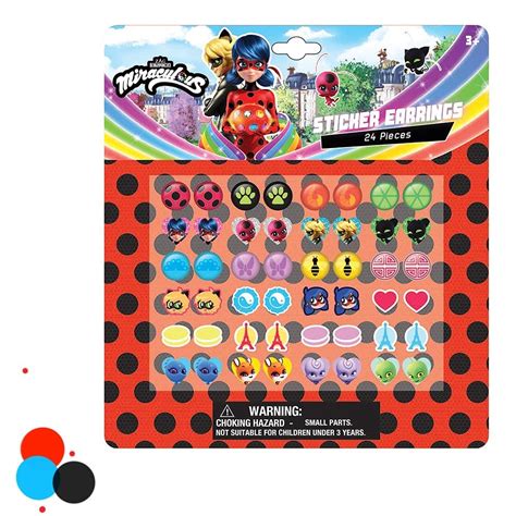 Buy Miraculous Ladybug – Set of 24 Pairs of Self-Adhesive Sticker Earrings – Jewels Feature ...