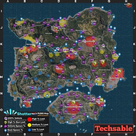 PUBG Mobile Loot Map: High Loot And Vehicles Location - Techsable