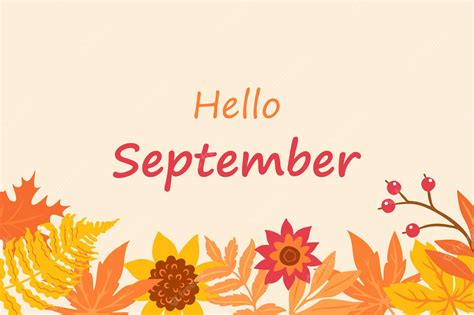 Premium Vector | Hello autumn poster with foliage. Hello September ...