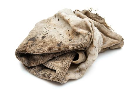 Dirty Towel White Cotton Cloth Rag with Stains Isolated on White Background | Premium AI ...