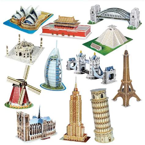 3D Three dimensional Puzzle Word Famous Buildings Architecture Puzzle Educational DIY Toy Gift ...