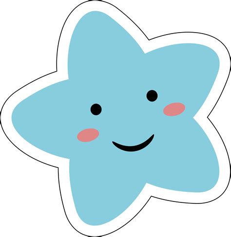 Blue kawaii Cute star Pastel with smile Faces cartoon on transparent Background. 24223223 PNG