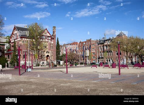 Museum quarter (Museumplein) square in Amsterdam, Netherlands Stock ...