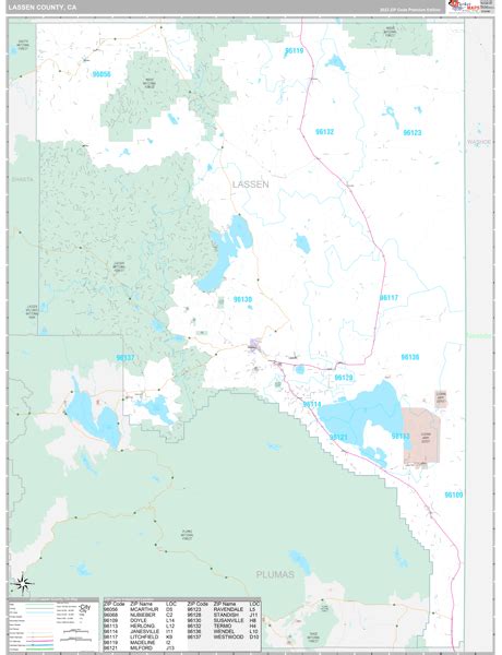 Lassen County, CA Wall Map Premium Style by MarketMAPS - MapSales