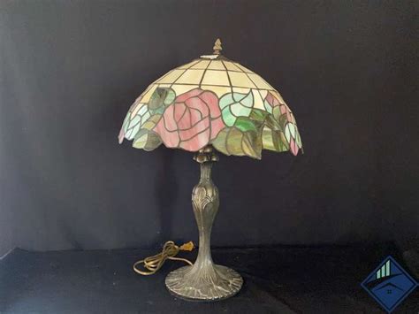 Vintage Lead Glass & Brass Tiffany Style Lamp Shade - Estate Details