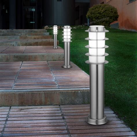 Modern LED Bollard Garden Lamp Post Stainless Steel or Black Outdoor Path Lights | eBay