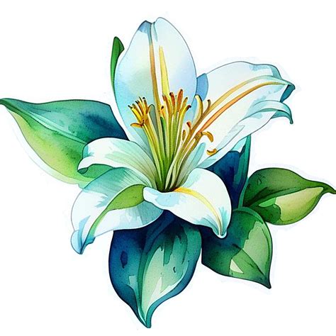 Lily flower watercolor drawing clipart sketch illustration | Clipart Nepal