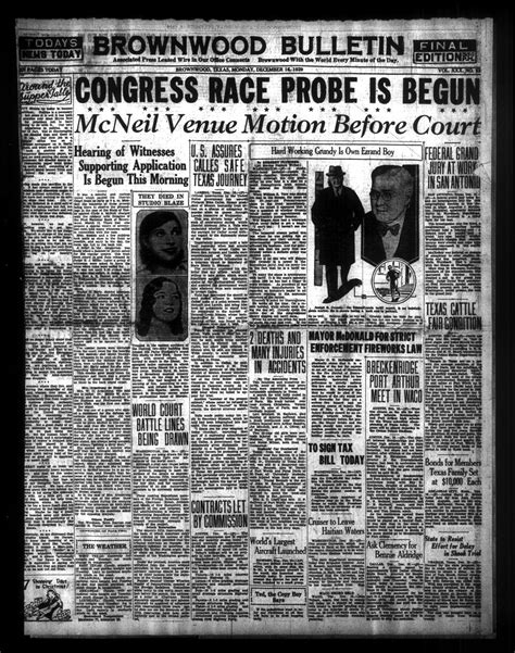 Brownwood Bulletin (Brownwood, Tex.), Vol. 30, No. 53, Ed. 1 Monday, December 16, 1929 - The ...