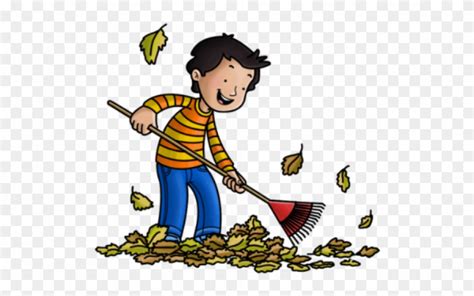 Download Janitor Clipart Sweeping Leave - Raking Leaves Cartoon - Png Download (#4159972 ...