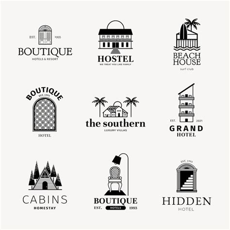 Free Vector | Hotel logo black business corporate identity set in 2023 | Hotel logo, Resort logo ...