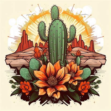 Premium AI Image | watercolor desert cactus flower creative