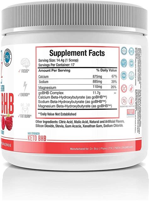 Dr. Boz Keto BHB Powder [Exogenous Ketones Supplement] [Raspberry ...