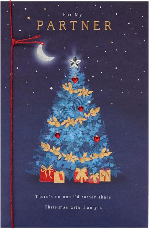 UK Greetings Christmas Card for Partner - Moonlit Tree Design : Amazon ...