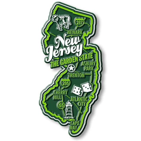 New Jersey the Garden State Premium Map Fridge Magnet