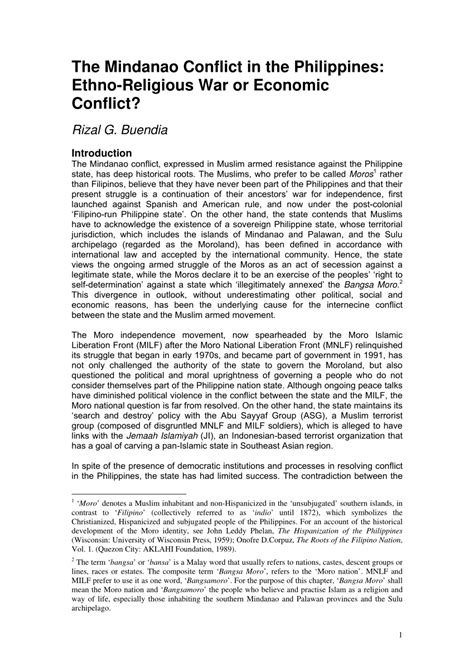 (PDF) Mindanao Conflict in the Philippines: Ethno-Religious War or ...