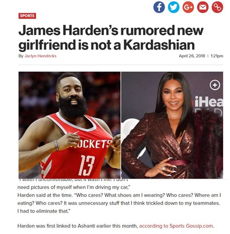 James Harden Benches Ashanti for Instagram Girlfriend - Sports Gossip