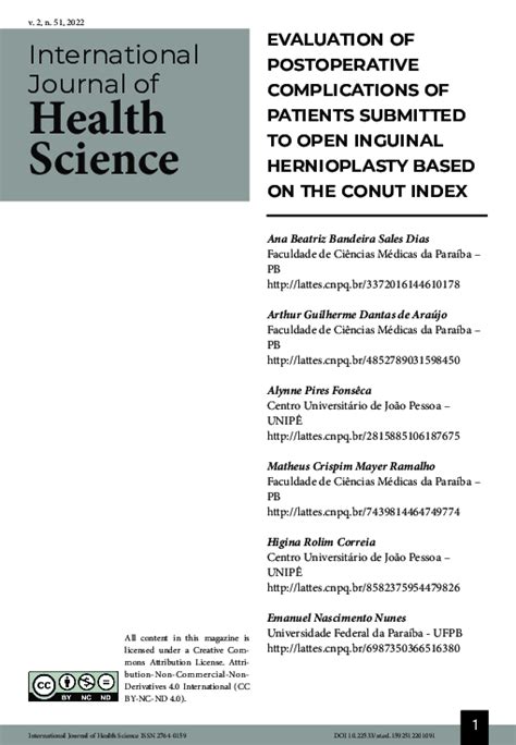 (PDF) EVALUATION OF POSTOPERATIVE COMPLICATIONS OF PATIENTS SUBMITTED TO OPEN INGUINAL ...