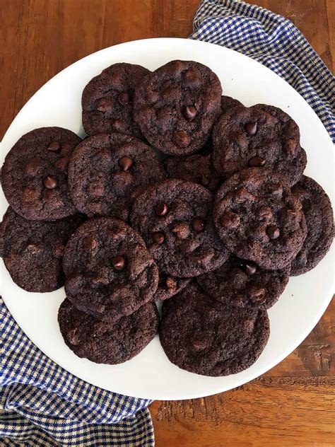 Soft and Chewy Double Chocolate Chip Cookies Recipe | One Happy Dish