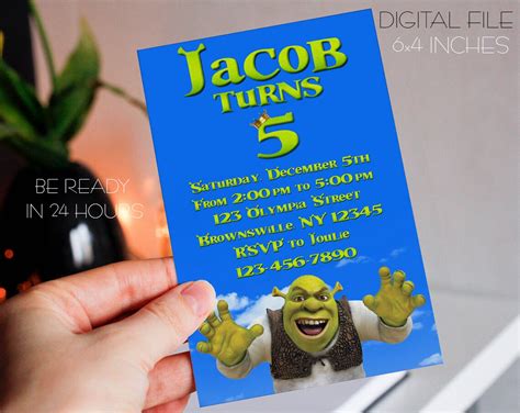 Shrek Invitation Digital Shrek Birthday Invitation Disney - Etsy