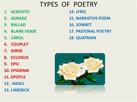 DIFFERENT TYPES OF POETRY {Part- 1} - Literatureparadise777