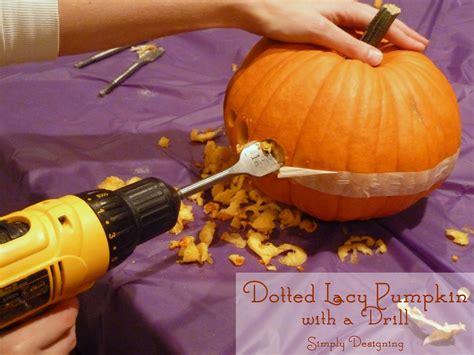 Dotted Lacy Carved Pumpkin with a Drill