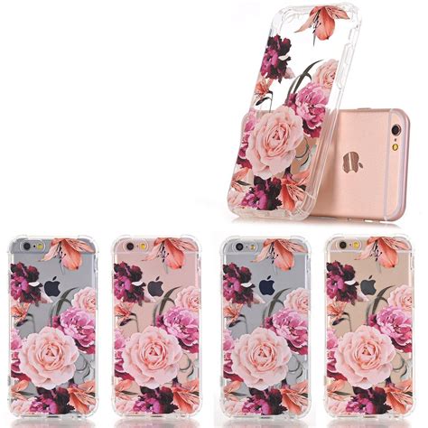 iPhone 6/6S Case with flowers, LUOLNH Slim Shockproof Clear Floral Pattern Soft Flexible TPU ...