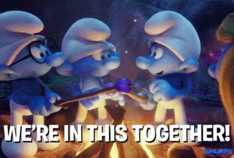 We're In This Together GIF - WereInThisTogether Teamwork Smurfs ...