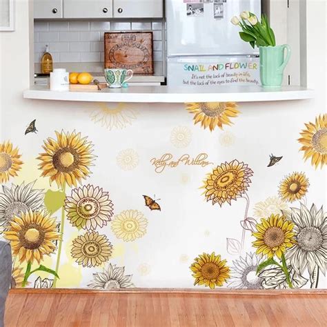 Sunflowers Wall Stickers – the treasure thrift | Floral wall decals ...