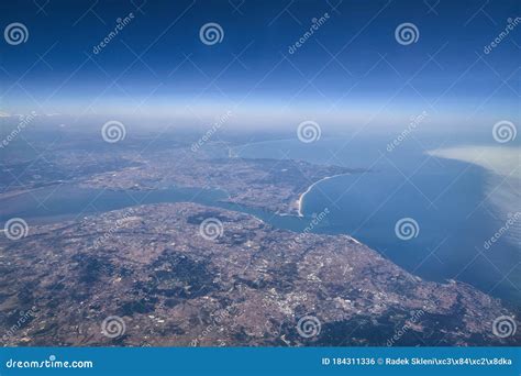 Aerial View of Spain from the Cockpit of an Airplane Stock Photo ...