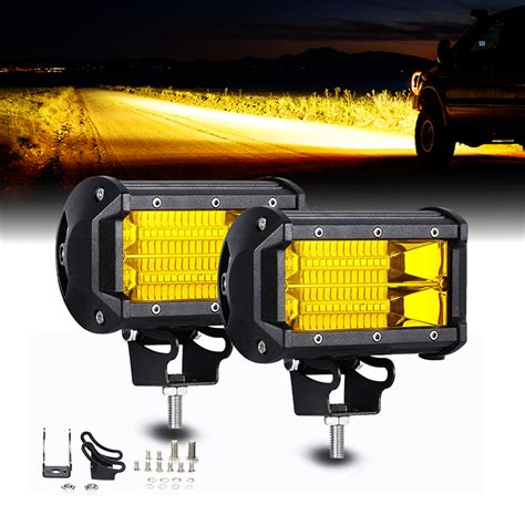 Doxmall 5 Inch Led Light Bar 1 Pair Waterproof 72W 24 Led Flood Beam ...