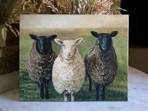 Farm Animal Painting Trio of Sheep White & Blackface | Sheep paintings, Animal paintings, Sheep art