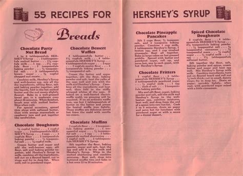 Breads – 55 Recipes For Hershey’s Syrup – Vintage Booklet « RecipeCurio.com