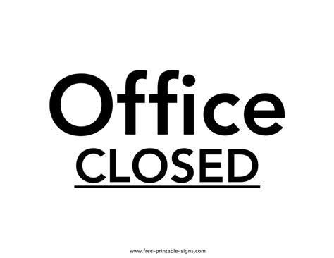 Office Closed Sign Word Template