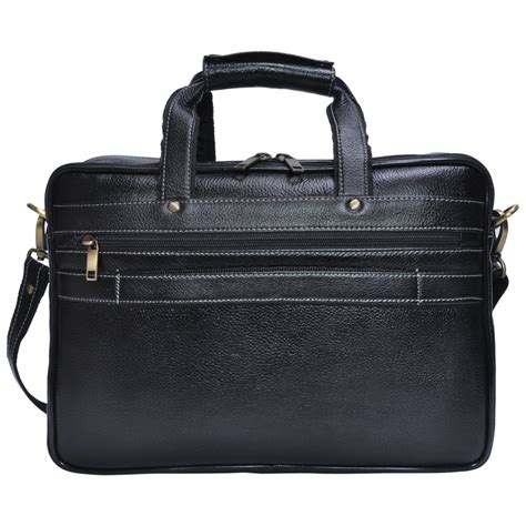 Black Leather Laptop Bag - PoweredByPeople