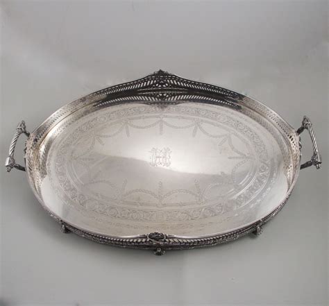 Large Oval Sterling Silver Gallery Tray - Manhattan Art and Antiques Center