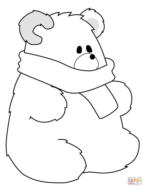 Polar Bear with Scarf coloring page | Free Printable Coloring Pages