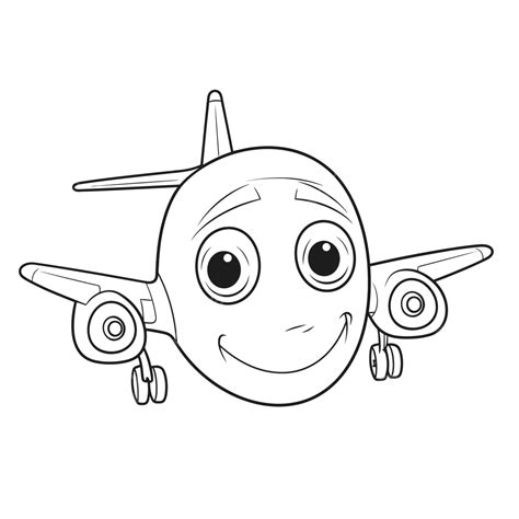 Cartoon Airplane Coloring Page Outline Sketch Drawing Vector, Car Drawing, Cartoon Drawing ...