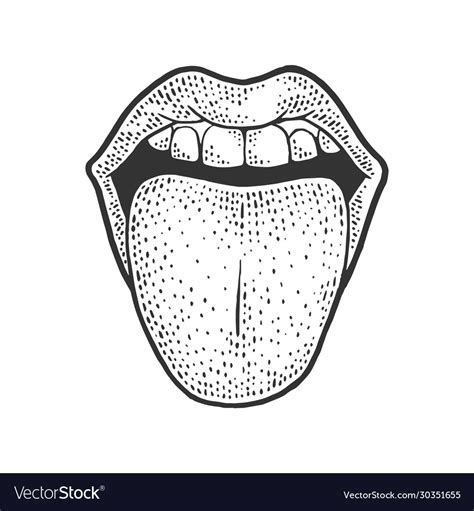 Tongue sticking out sketch Royalty Free Vector Image