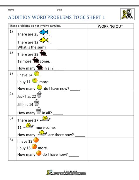 Addition Word Problems 2nd Grade