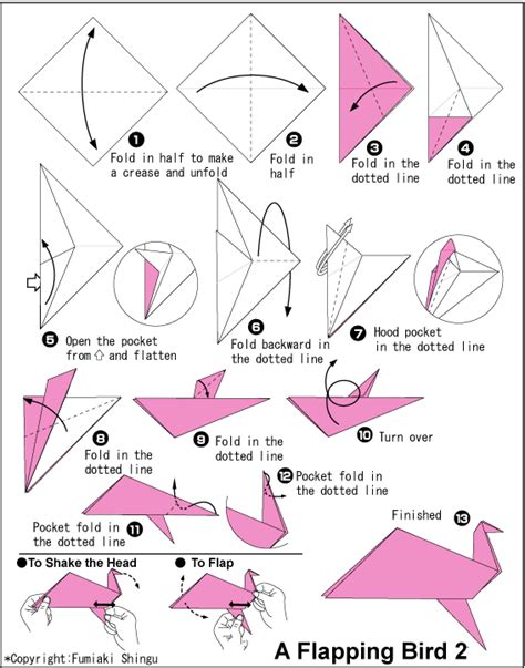 Flapping Bird 2 - Easy Origami instructions For Kids