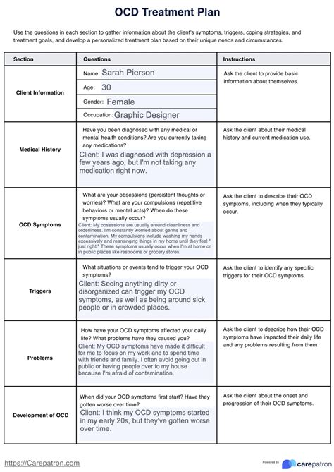 OCD Treatment Plan & Example | Free PDF Download